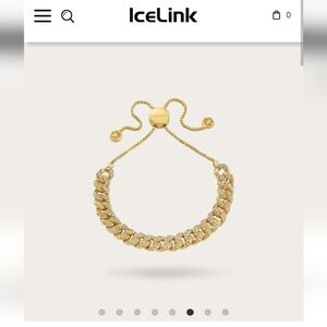 Gold Pavé Cuban Link Adjustable Bracelet